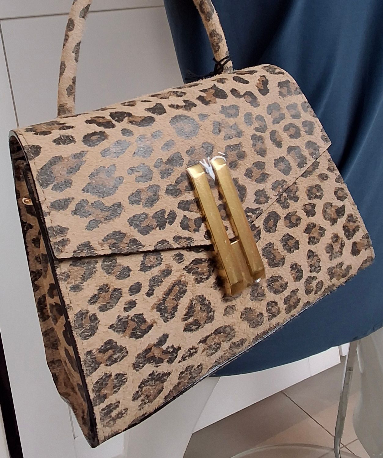 Leren handtas in Luipaardprint, Bibossline 