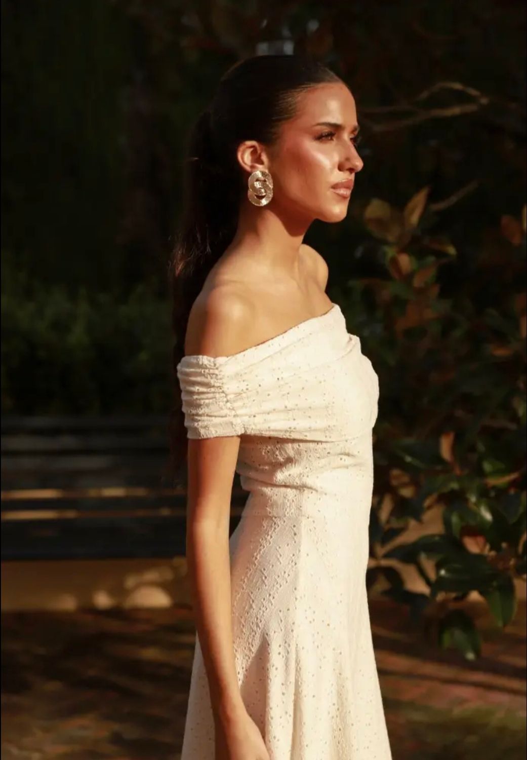 Witte romantische off-shoulder jurk