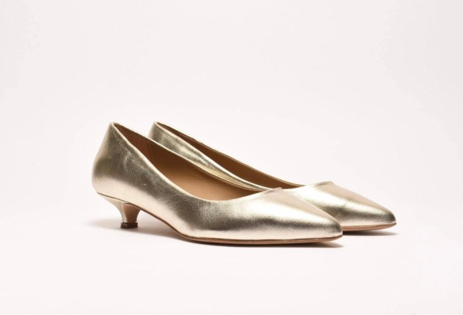 Goud pumps in echt leer