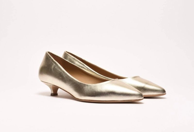 Goud pumps in echt leer