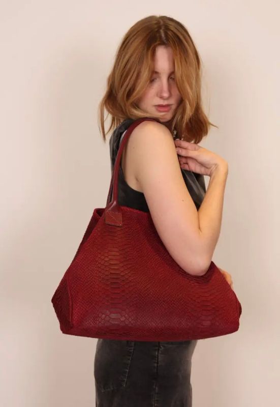 Schoudertas-computertas Lola in Bordeaux echt leer