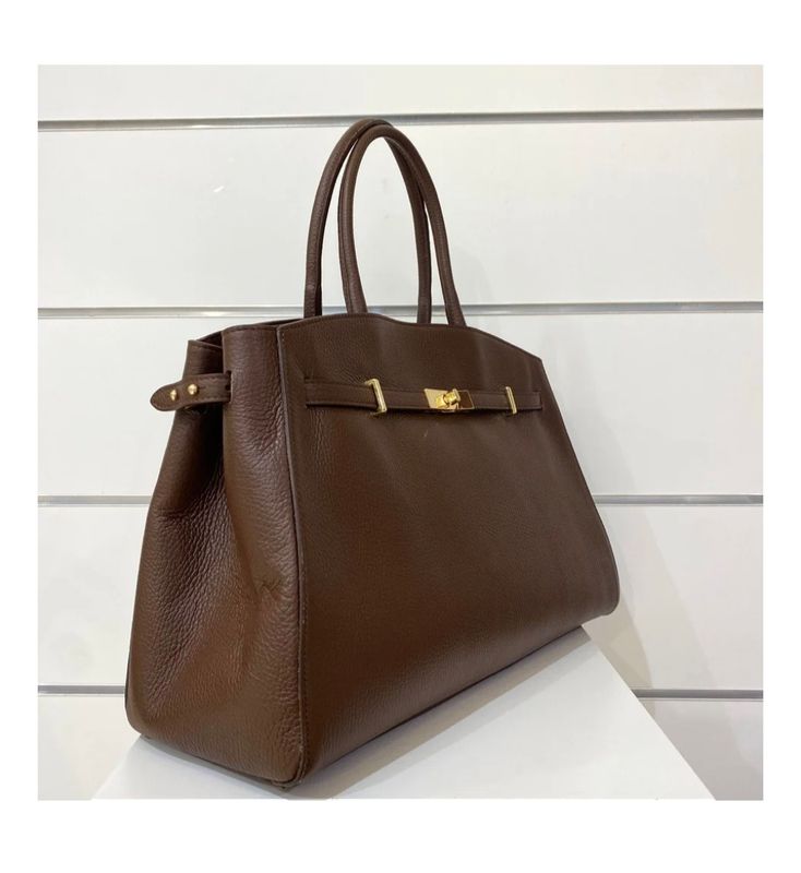 Italiaanse leren tas in choco 