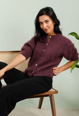 Trendy gebreid trui met knopen one size