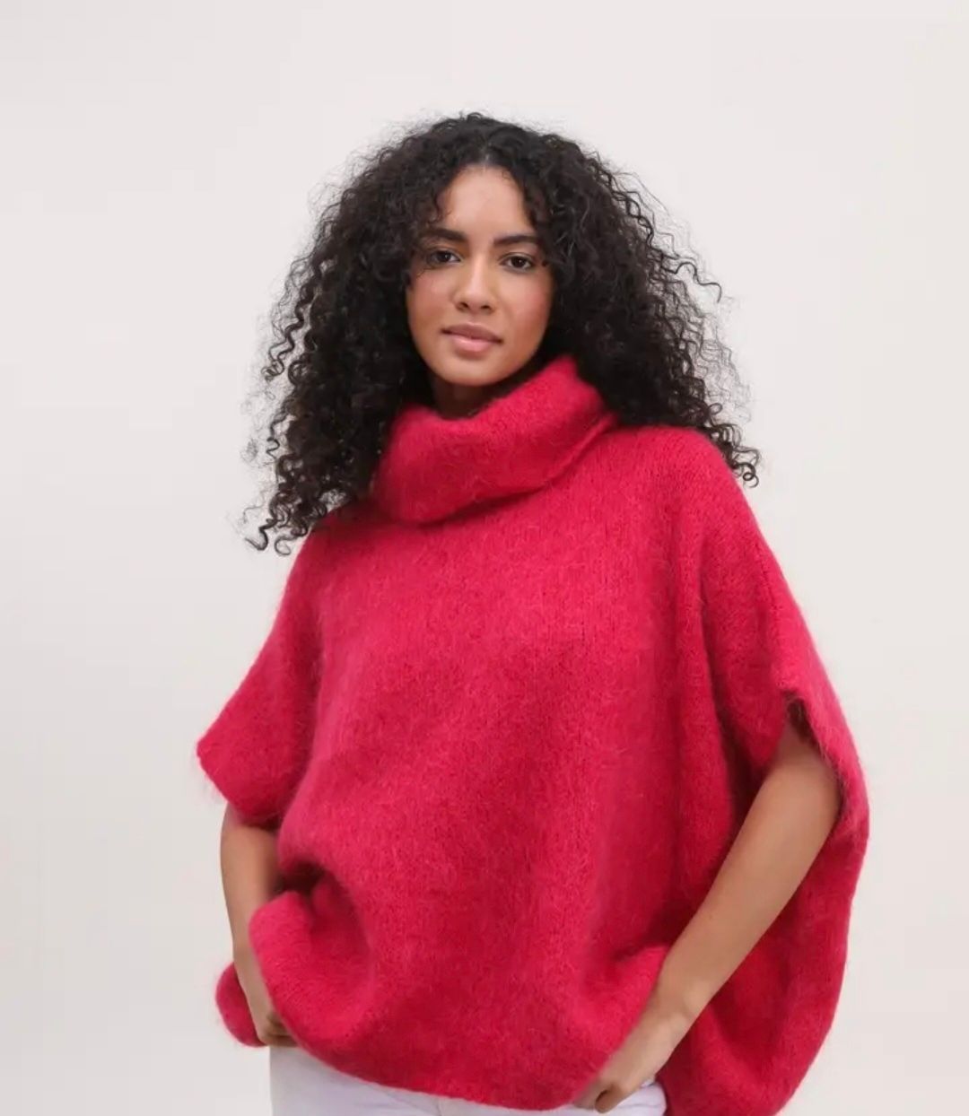 Poncho trui met col, one size