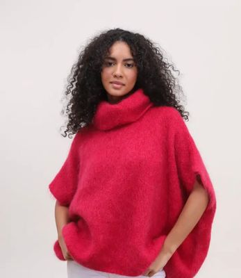 Poncho trui met col, one size