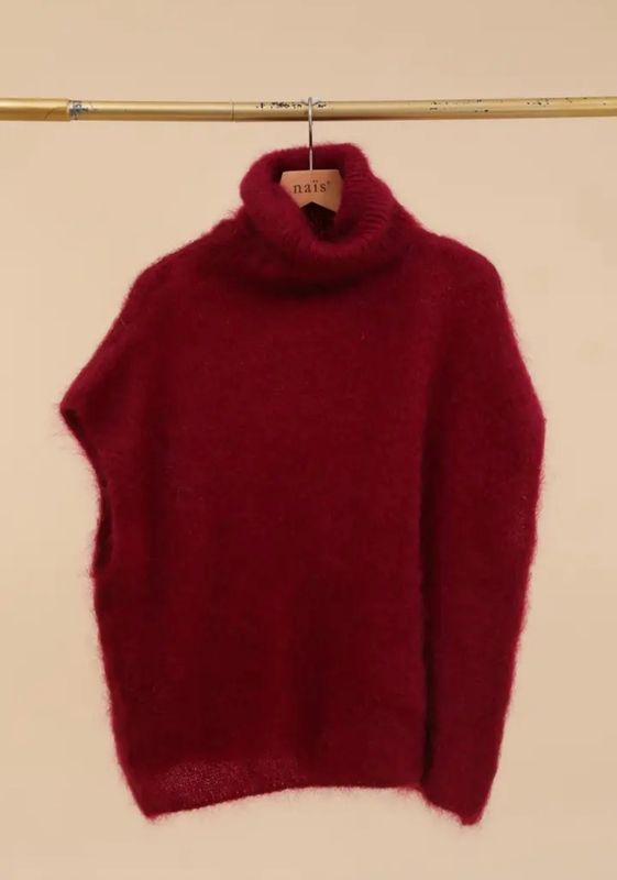 Poncho trui in Bordeaux kleur one size 36-46