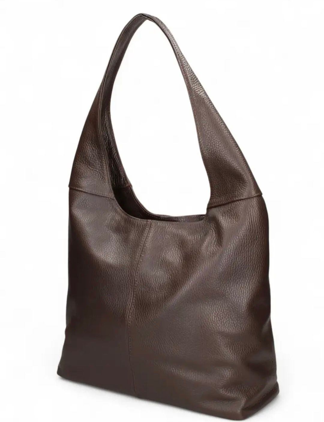 Schoudertas Gina in echt leer, in choco kleur