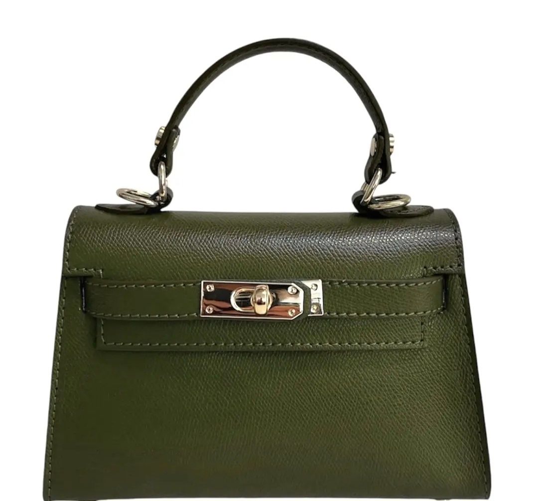 Kelly dameshandtas in echt leer olijfgroen kleur