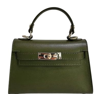 Kelly dameshandtas in echt leer olijfgroen kleur