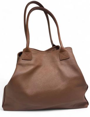Lola tas- schoudertas in camel, echt leer