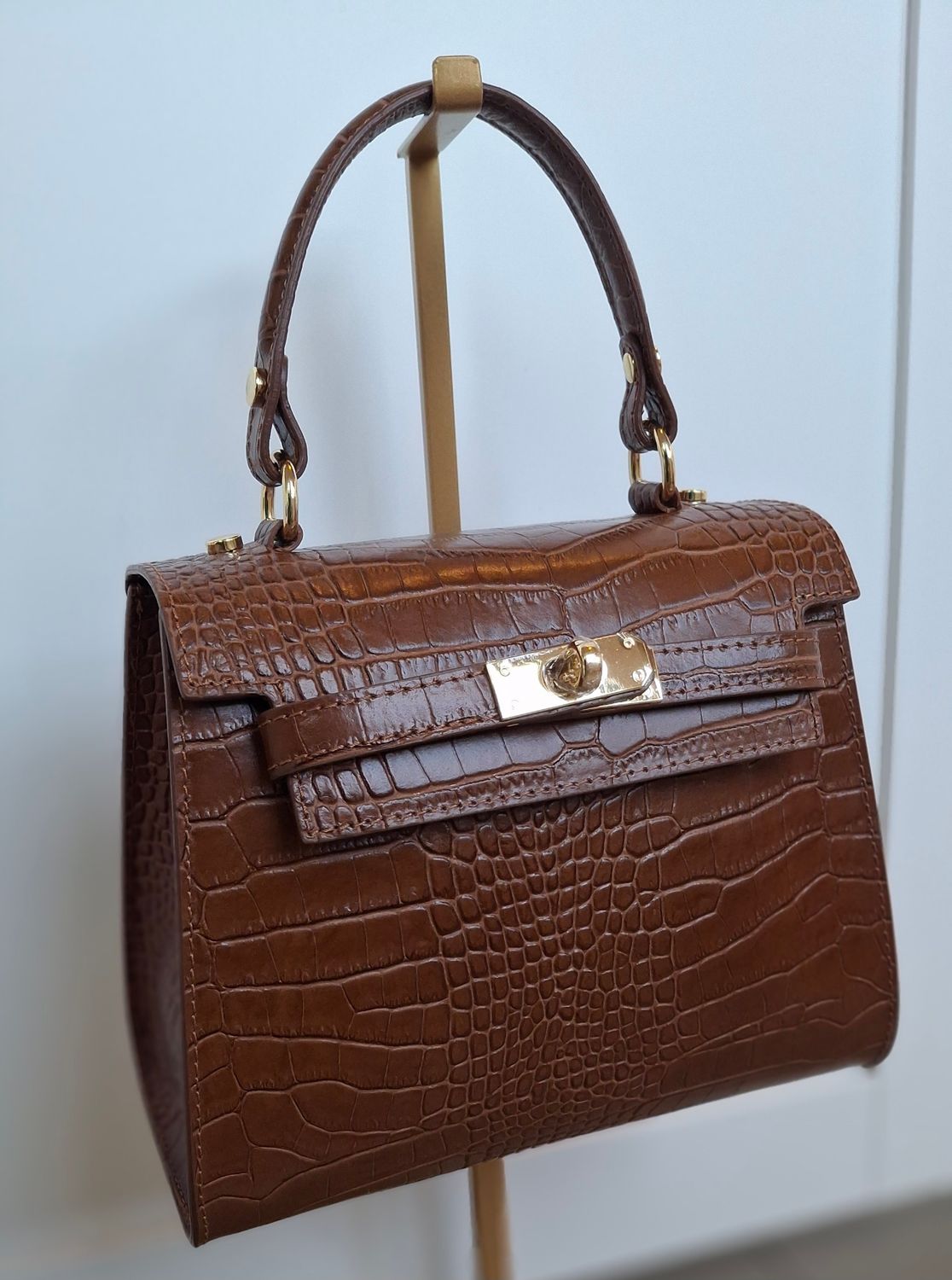 Zena tas in camel kleur, echt leer