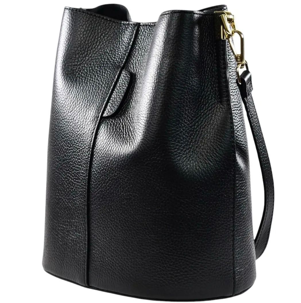 Emmertas in zwart, echt leer