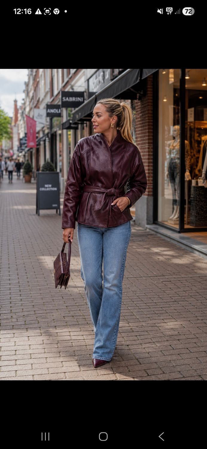 Lisa - Bordeaux Leather Look Jacket 