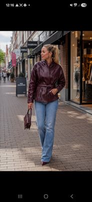 Lisa - Bordeaux Leather Look Jacket 