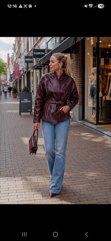 Lisa - Bordeaux Leather Look Jacket 