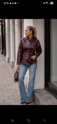 Lisa - Bordeaux Leather Look Jacket 