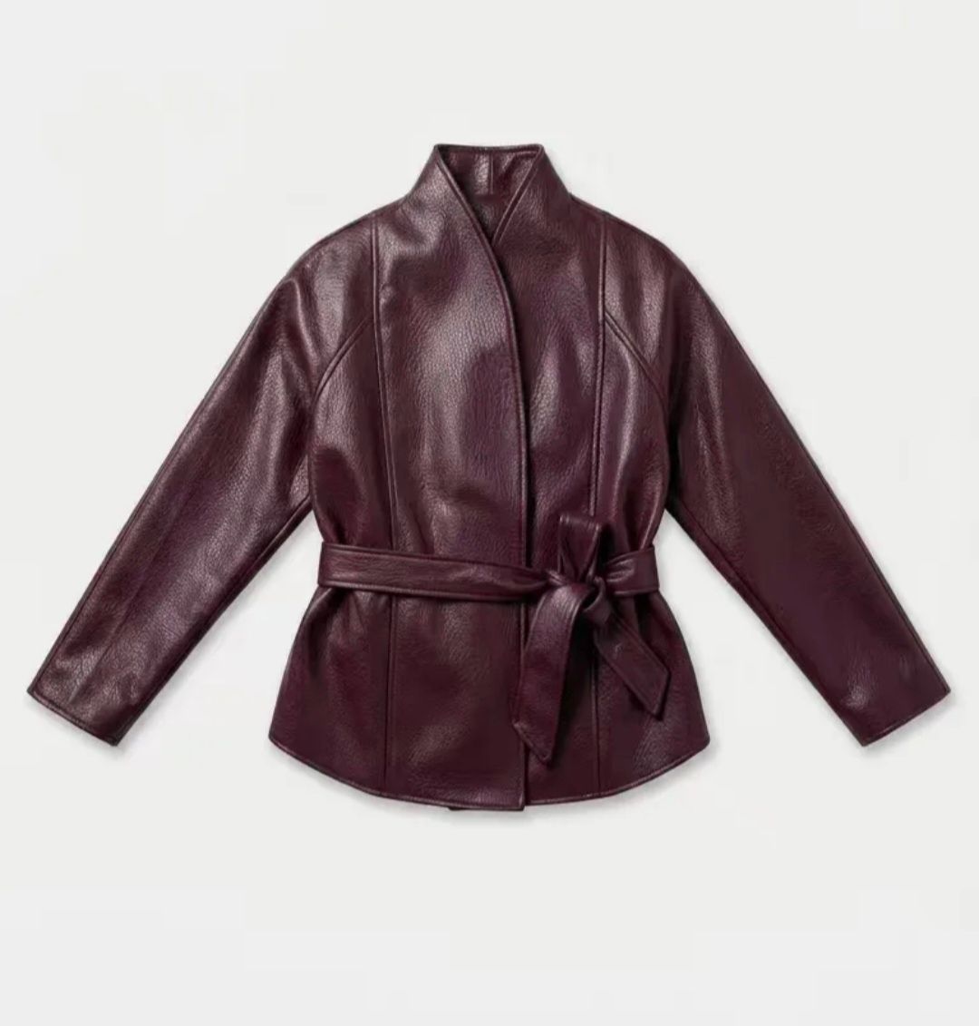 Lisa - Bordeaux Leather Look Jacket 