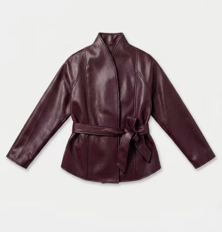Lisa - Bordeaux Leather Look Jacket 