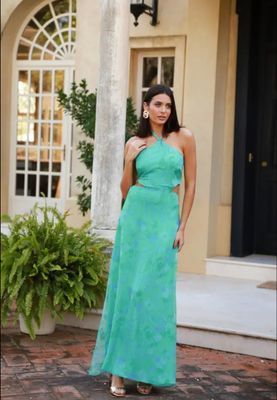 Groene jurk in halter