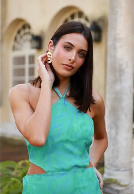 Groene jurk in halter