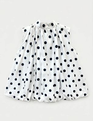 Witte Top met Donkerblauwe Stippen | Elegante Mouwloze Blouse