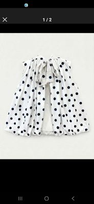 Witte Top met Donkerblauwe Stippen | Elegante Mouwloze Blouse