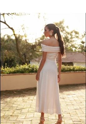 Witte romantische off-shoulder jurk