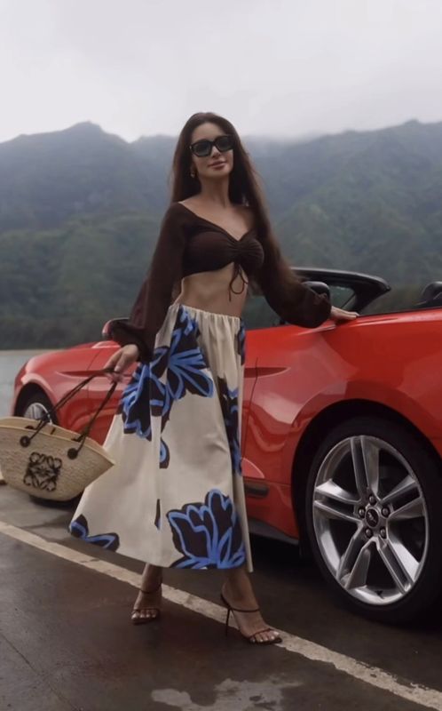 Lange, zwierige A-lijn rok van 100% katoen met een print - bohemian chic , one size