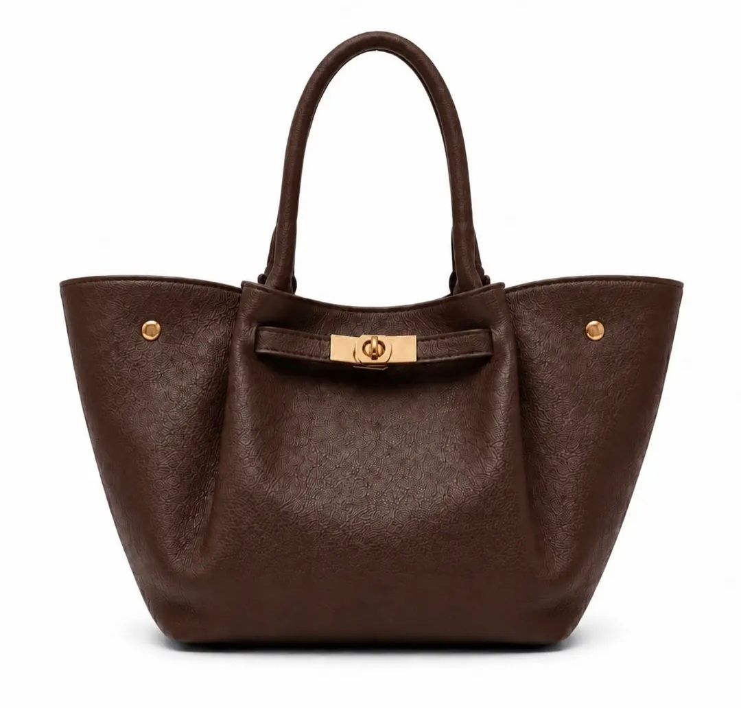 Yara choco Shopper – Elegante Handtas met Gouden Details