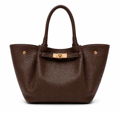 Yara choco Shopper – Elegante Handtas met Gouden Details