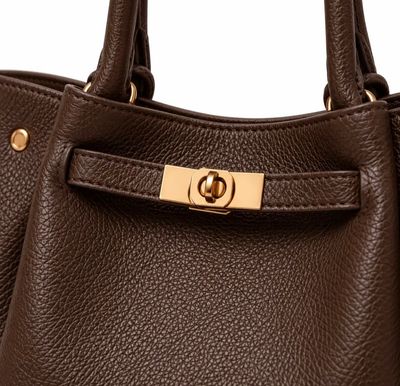 Yara choco Shopper – Elegante Handtas met Gouden Details