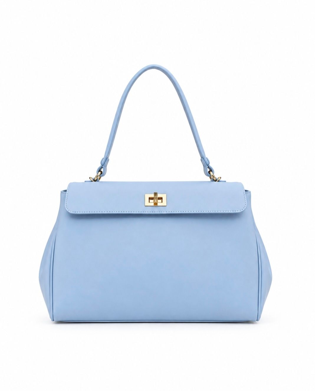 June - Leren tas in pastele blauwe