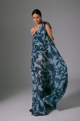 Lange blauwe jurk, one size