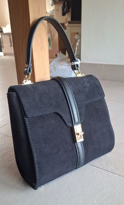 Zwarte leren handtas - Mondieux Madame