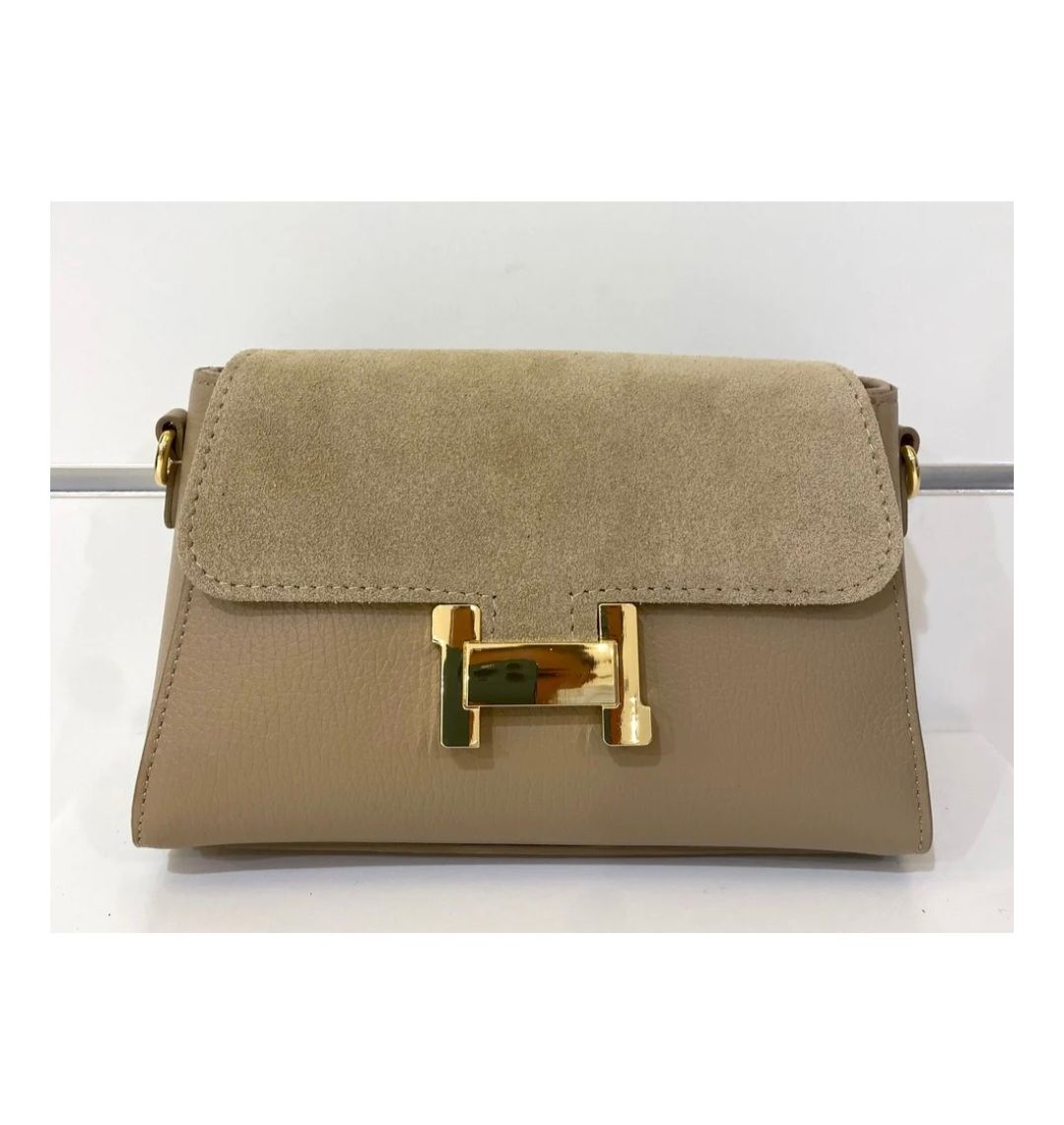 Italiaanse leren  tas in beige