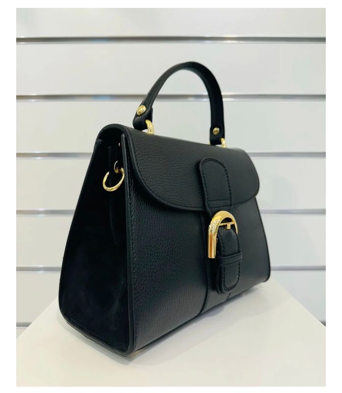 Deley - leren handtas in zwart met gouden details