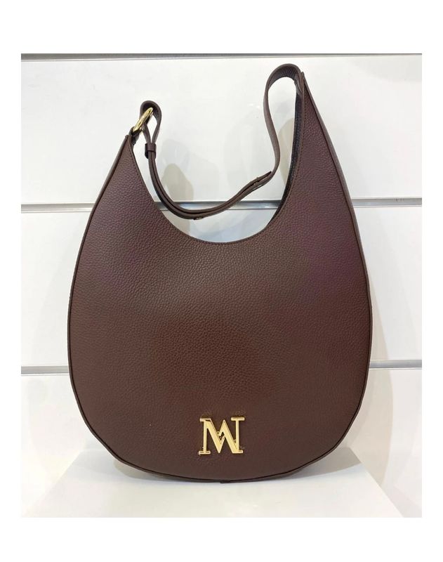 Italiaanse leren schoudertas in choco