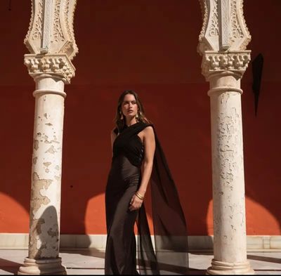 Jurk in twee tinten bordeaux en chocolade