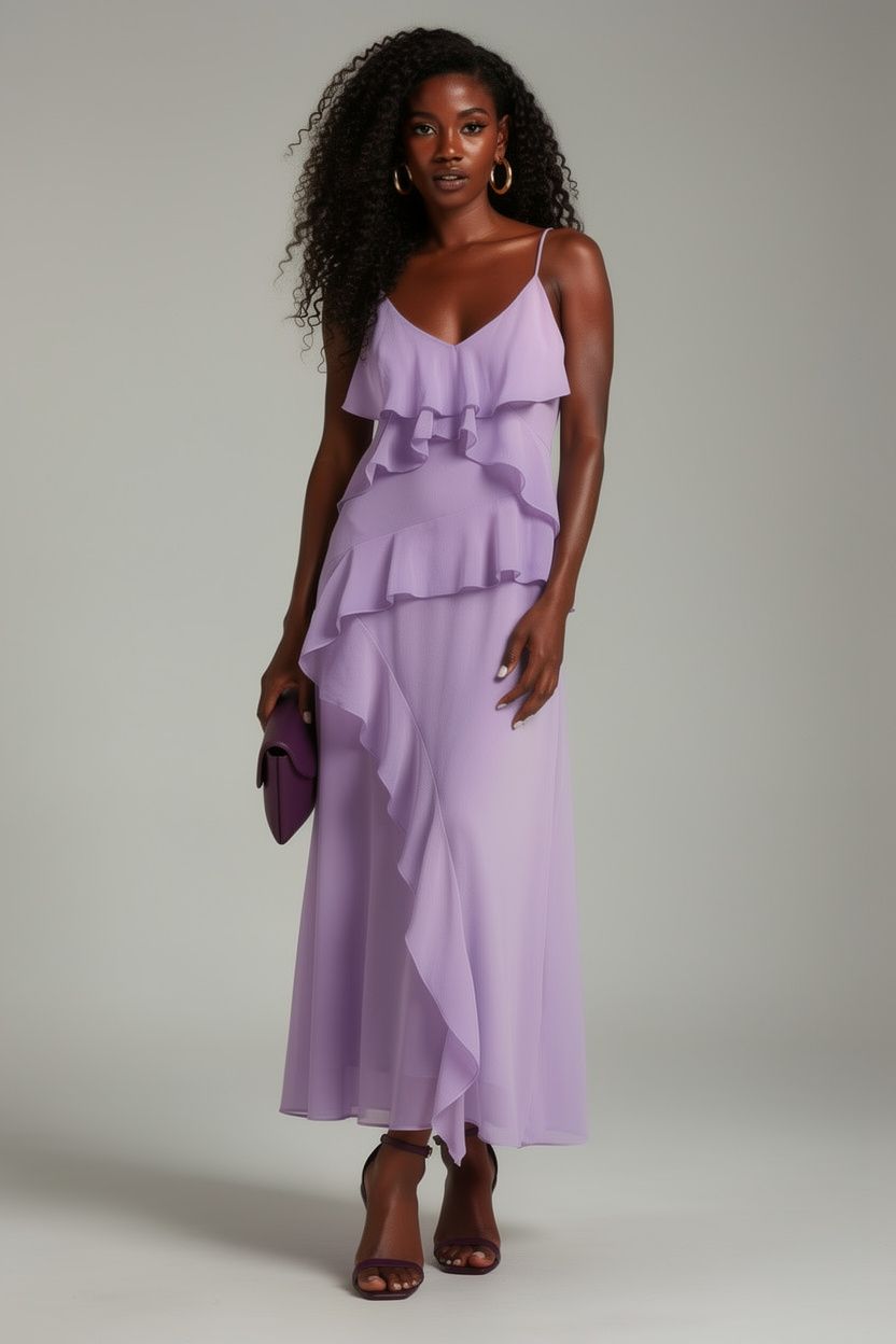 jurk in een zachte lila/pastelpaarse kleur