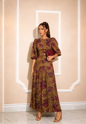 Isabella Spaanse Maxi Set – Olijfgroen &amp; Bordeaux