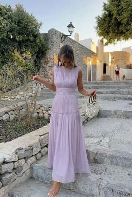 Elegante lange jurk in pastel 