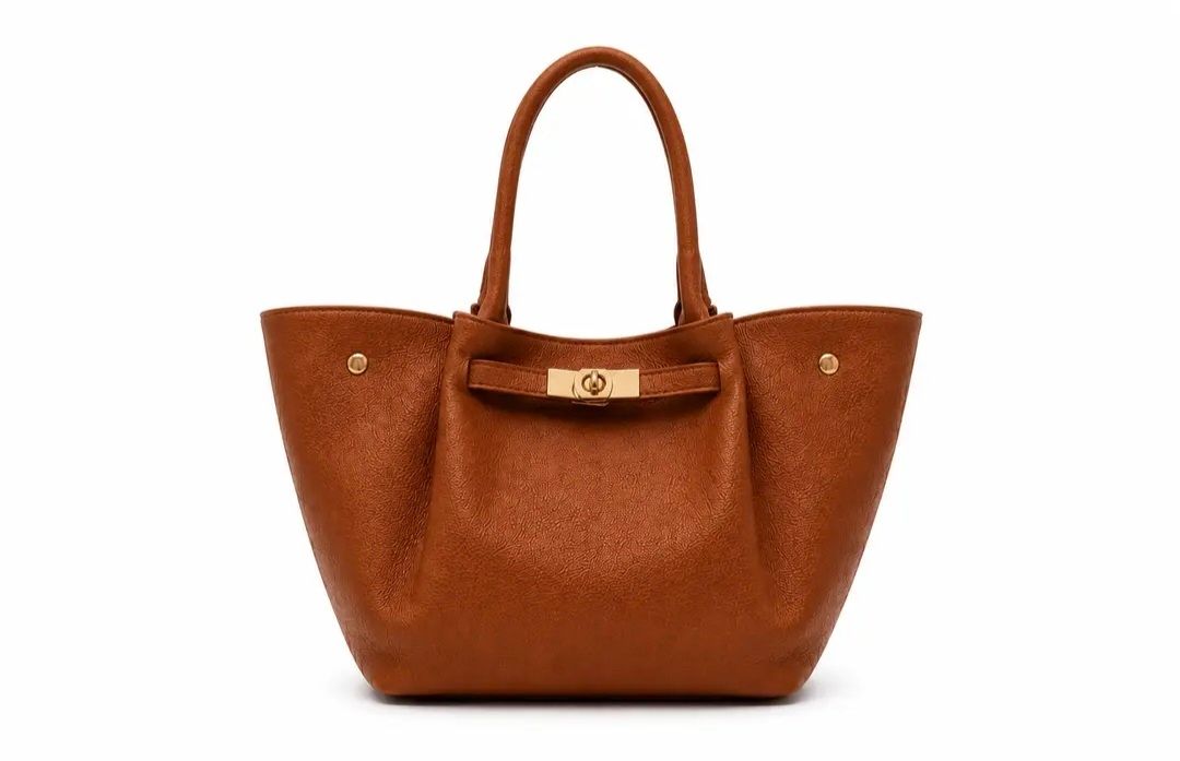 Yara - Cognac Handtas – Elegante Shopper met Gouden Details