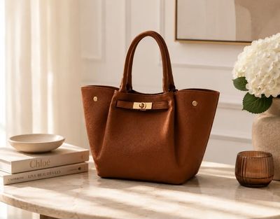 Yara - Cognac Handtas – Elegante Shopper met Gouden Details