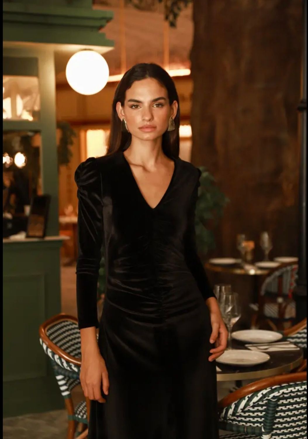 Elegante zwarte fluwelen - velours jurk