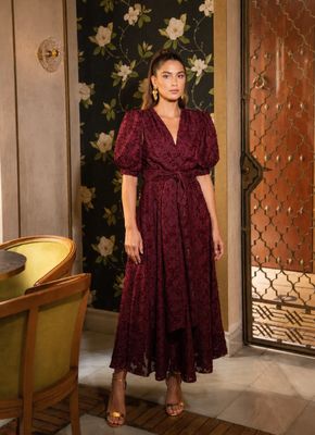 Valentina -  Bordeaux – Elegante Spaanse - Maxi Jurk