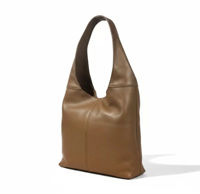 Italiaanse leren schoudertas in taupe