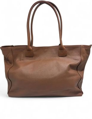 Leren schoudertas- computertas in camel lola