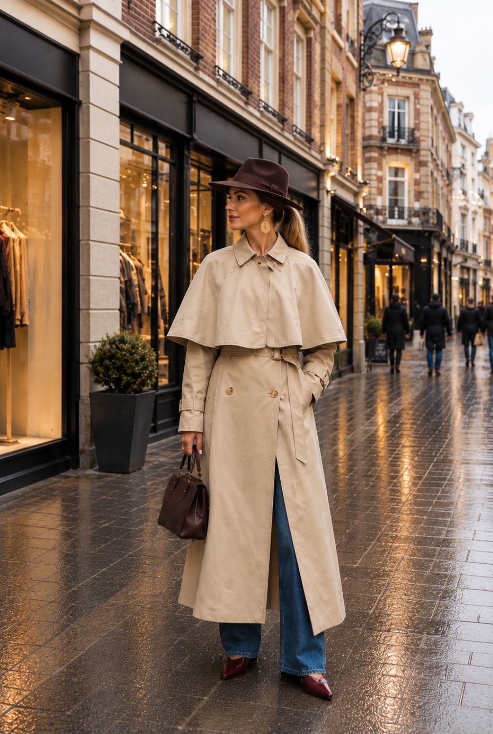 Elise -  Lange Trenchcoat – Beige