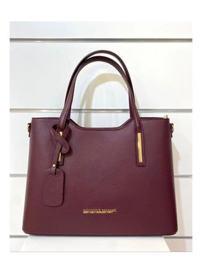 Lorena - leren handtas in bordeaux - Mondieux madame