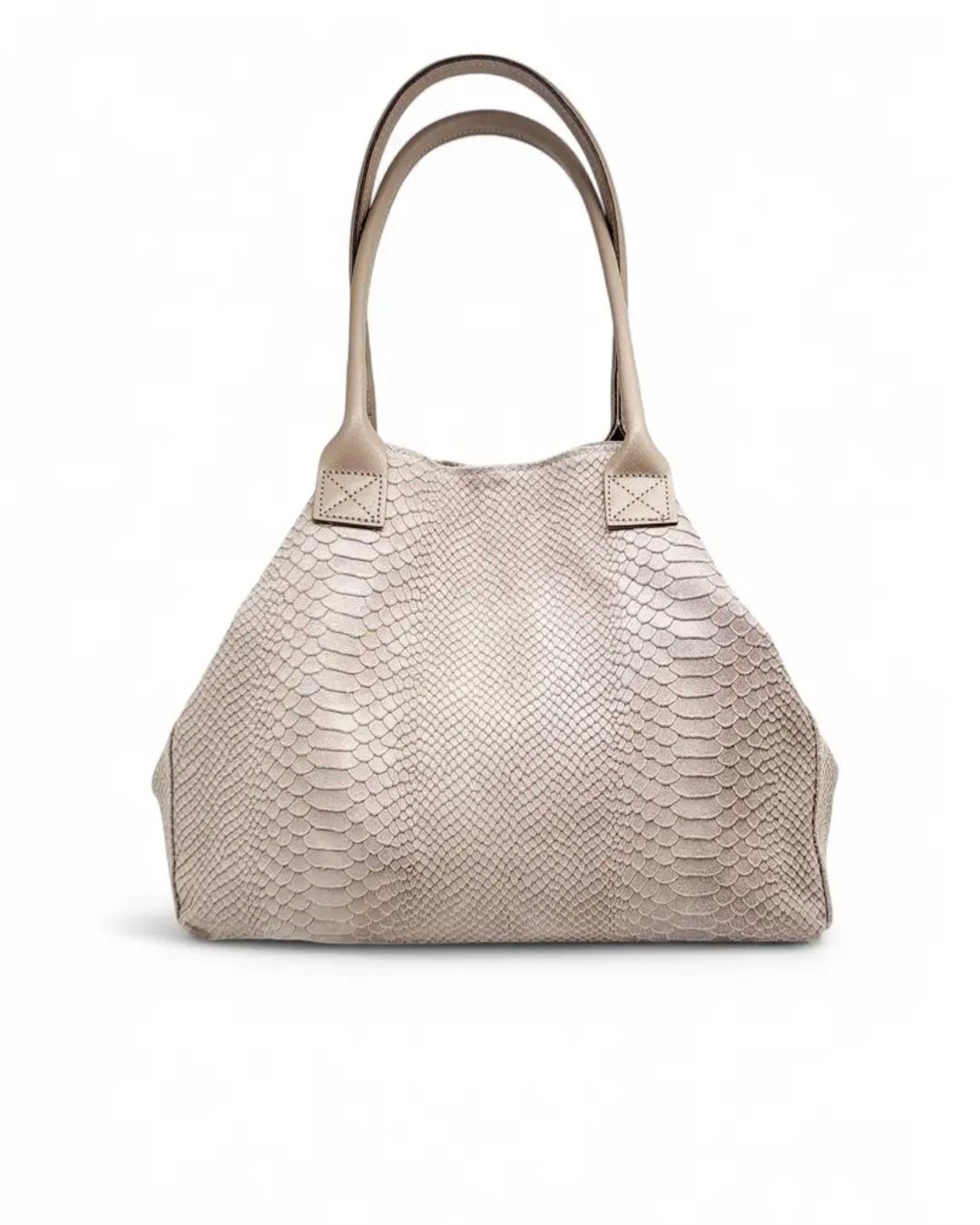 Leren schoudertas-computertas Lola in beige